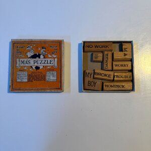 Mas Puzzle Vintage Wooden Brainteaser Game Set In Original Box